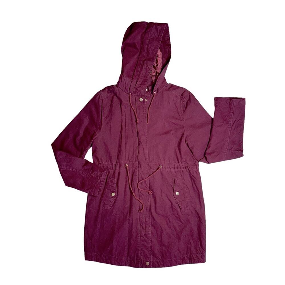 FOREVER 21 Burgundy Full Zip Hooded Long Sleeve Mid Length Jacket Women’s